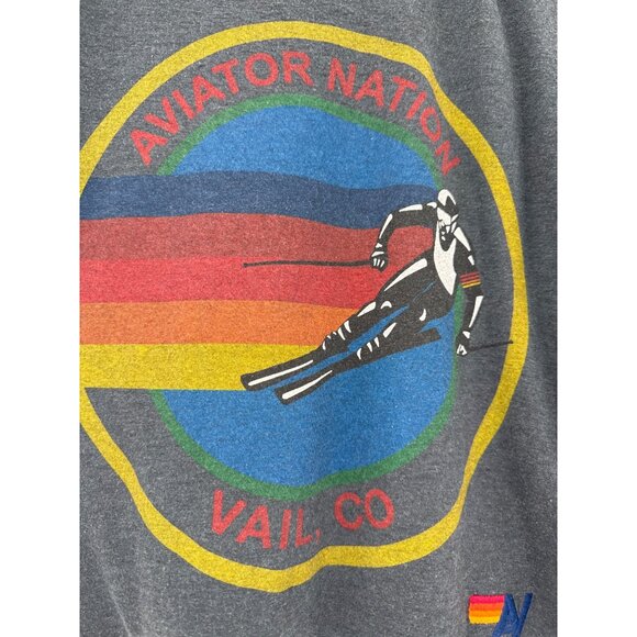 Aviator Nation Boyfriend Vail Colorado Graphic T-Shirt XS Grey - Picture 4 of 8